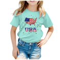 thumbnail image 4 of Tfken Girls Tshirts For Summer Crew Neck Short Sleeve Print Tops For Independence Day Trendy Kids Comfortable Shirts Green Size 12-13 Years, 4 of 4