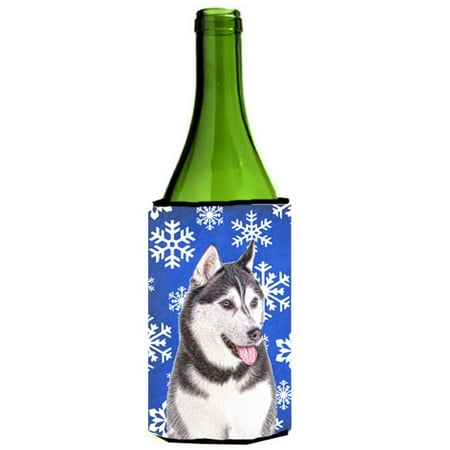 

Winter Snowflakes Holiday Alaskan Malamute Wine bottle sleeve Hugger