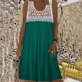 thumbnail image 2 of IROINNID Shift Dress For Women Regular Sleeveless Casual Loose Lace Panel Dress Round Neckline Solid Color Dress, 2 of 5