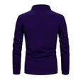 thumbnail image 5 of MLANM Mens Casual Long Sleeve Plaid Collar Polo Shirt Slim Fit Basic Shirts, L Purple, 5 of 5