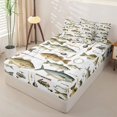 thumbnail image 3 of Manfei Vintage Fishing Zipper Queen Comforter Set with Fitted Sheet and 2 Pillowcases, Freshwater Fish Zipper Bedding Set, White Beige, Reversible, 4-Piece, 3 of 7