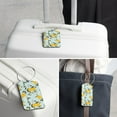 thumbnail image 6 of Square PU Leather 2 Pack Travel Tag - Bag Tag - Suitcase Tag with Privacy Cover and Stainless Steel Ring - Suitable for Travel, Backpack, and Handbag Oranges in Bloom, 6 of 7