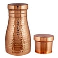 thumbnail image 3 of 100% Pure Copper Water Bedroom Bottle with Hammered Design - 1 Liter Bedside Carafe with Inbuilt Copper Glass, 3 of 3
