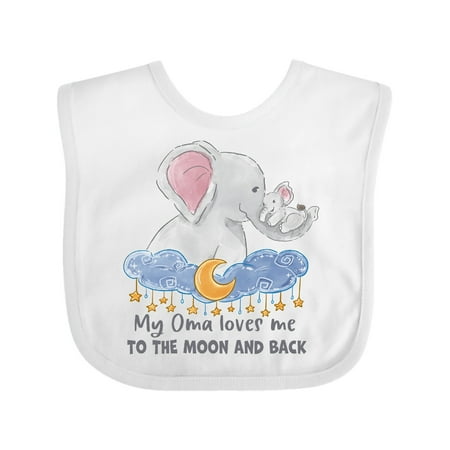 

Inktastic My Oma Loves me to the Moon and Back Elephant Family Gift Baby Boy or Baby Girl Bib