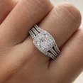 thumbnail image 5 of Three-in-One Halo Wedding Bridal Ring Set for Women,Cubic Zirconia Engagement Eternity Rings,rings for Women,ring Stack,ring Sterling,jewelry for Women, 5 of 8