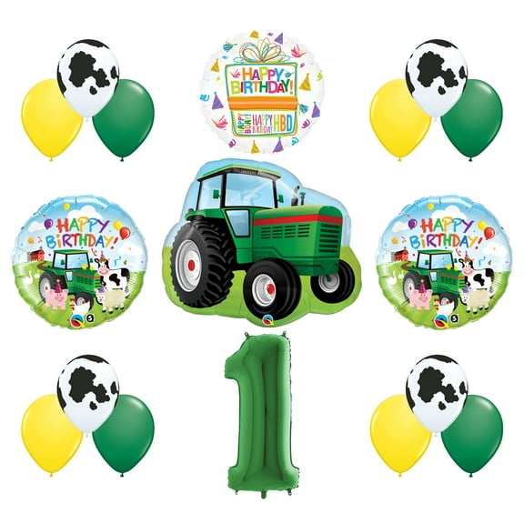 Mayflower Products 1st Birthday Farm Tractor Balloon Bouquet Decorations and Party Supplies
