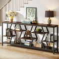 thumbnail image 4 of Tribesigns 70.9 Inches Sofa Console Table with 4 Tier Wood Storage Shelves, Industrial Extra Long Narrow Entryway Accent Tables for Hallway, Living Room, Foyer (Rustic Brown), 4 of 8