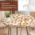 thumbnail image 5 of Round Tablecloth Fall Thanksgiving Elastic Edge Fitted Orange Leaf Pattern Floral Autumn Plastic Table Cover,Waterproof Oil Proof for Dinner,Outdoor, Picnic, 55"- 60" DIA Tables White, 5 of 8