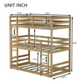 thumbnail image 5 of Bellemave Rubber Wood Twin Size Triple Bunk Bed Convertible 3 Bunk Bed with Ladders Kids Twin over Twin over Twin Bunk Bed Low Floor Bunk Bed Frame for Boys, Girls, White Oak, 5 of 11