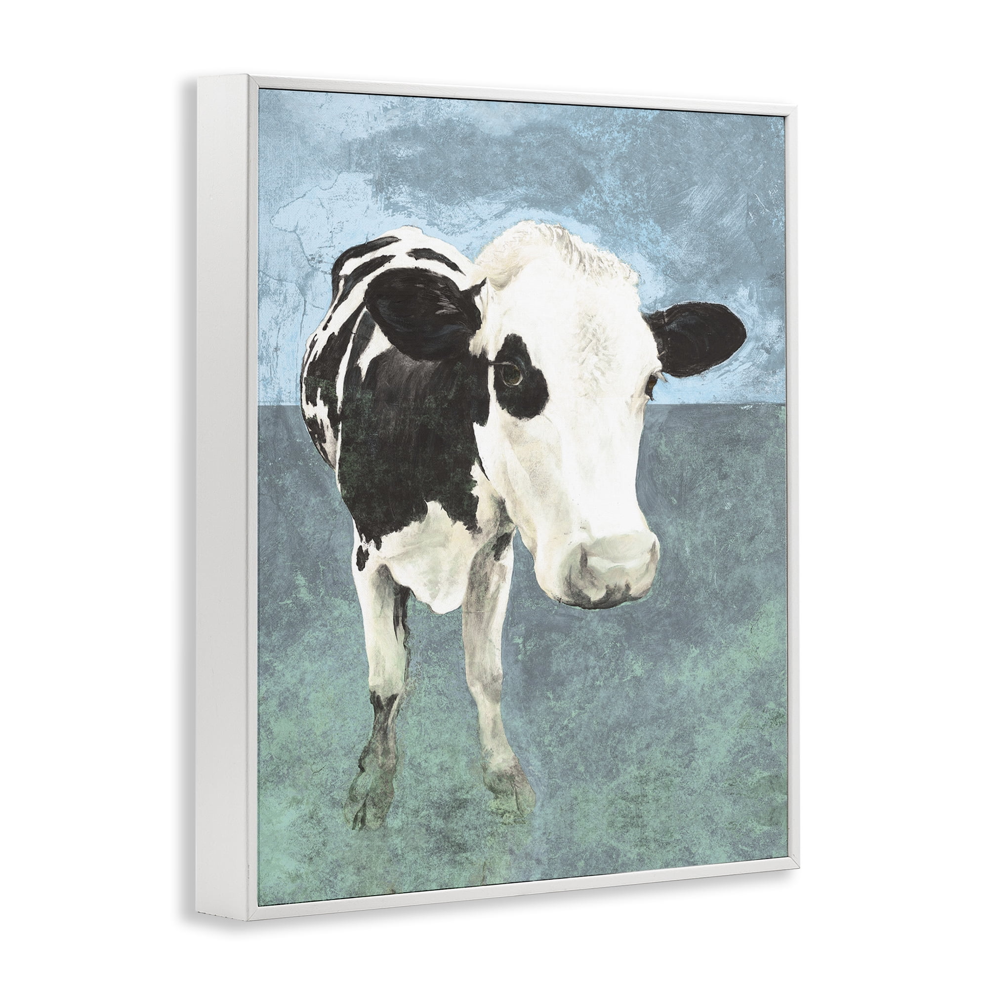 Stupell Industries Simple Farmhouse Cow Animals & Insects Painting White Framed Art Print Wall Art, 16 x 20