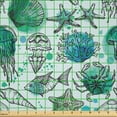 thumbnail image 2 of Ambesonne Watercolor Fabric by the Yard Microfiber, Seaweed Underwater Fauna, 1 Yard, Seafoam Deep Sky Blue, 2 of 2