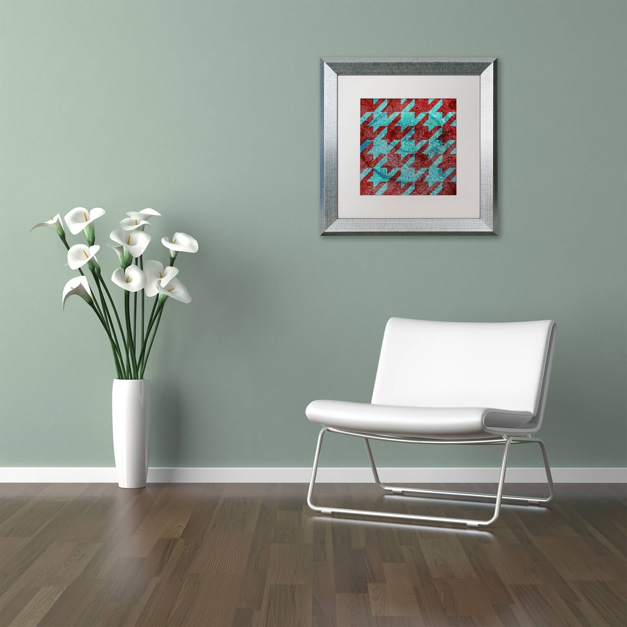 Trademark Fine Art "Houndstooth IV" Canvas Art by Color Bakery White Matte, Silver Frame
