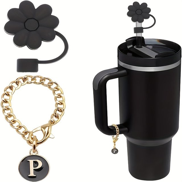 1 juego (excluyendo la taza) cubierta de pajita de silicona con asa, letra del asa de la taza de agua, adecuado for varias tazas de agua, juego de accesorios for tazas de agua