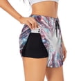 thumbnail image 3 of Lsque Blue Swirl Fireworks Printed Women's Running Shorts with Liner Pockets,Elastic Quick Dry Workout Athletic Gym Yoga Shorts,Womens High Waist Shorts-Large, 3 of 9