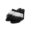 thumbnail image 5 of New Women Vigo Fiore Glady-10 Feather Fringe Peep Toe Block Heel Mule, 5 of 6