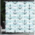 thumbnail image 4 of Ambesonne Modern Shower Curtain, Pattern with Anchors, 69"Wx84"L, Pale Blue Dark Green, 4 of 5