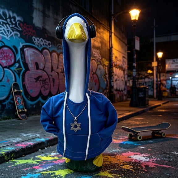 JZCHUNTOY 3 Pieces Porch Goose Statue Outfit Set, Include Hoodie, Earphone and Necklace, Creative Decorative Statue Costume, Decorative Outfit for 23 Inch Porch Goose, Yard and Garden Decoration