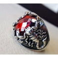 thumbnail image 2 of Red Garnet Ring, Silver Jewelry, 925 Silver Ring, Father's Day, Checker Garnet Scorpion Ring, January Birthstone Ring, Heavy Mens Ring, Spiritual Healing Gemstone, Christmas, Designer Mens Ring, 2 of 2