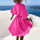 thumbnail image 5 of Vestido de suéter con cuello en V de manga corta sólida de moda de verano para mujer Pompotops ghjkhdj17411, 5 of 7