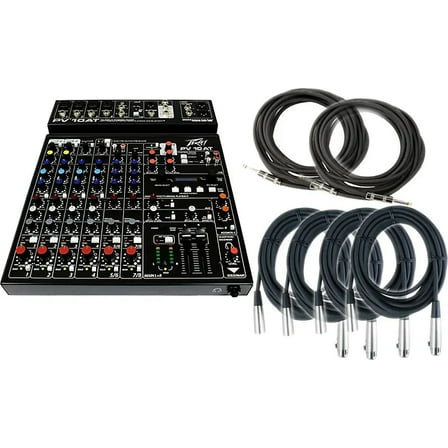 Peavey PV 10 AT 10 Channel Compact Mixing Mixer Console with Bluetooth Auto-Tune pitch correction   2 1/4" & 4 XLR Cables