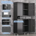 thumbnail image 6 of HUAXRON 2-Shelf 2-Drawer Freestanding Metal Garage Storage Cabinet with Wheels and Pegboards, Black(Assembly required), 6 of 7
