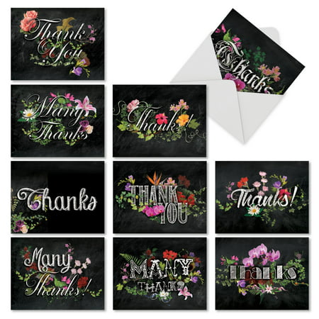 AM2358FTG-B1x10  Thank You From Teacher Card 'Chalk And Roses' with Envelope by