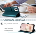 thumbnail image 4 of Mantto for iPhone 11 Wallet Case with Detachable Wrist Strap & Shoulder Strap,Shockproof Luxury PU Leather Purse Credit Card Slots Magnetic Flip Kickstand Crossbody Phone Case, Green, 4 of 8