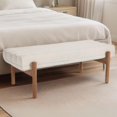 thumbnail image 6 of Modern Upholstered Bedroom Bench End of Bed, Comfy Modern Entryway Bench Solid Wood Frame, 47" Indoor Bench for Hallway Window Dining Living Room, Beige Chenille, 6 of 12