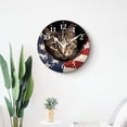 thumbnail image 4 of 12 Inch Wall Clock Battery Operated Silent Clock Decorative for Office, Kitchen, Outdoor, Living Room，aCat Looking Up Through aHole in Paper UsaFlag, 4 of 4