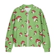 thumbnail image 4 of COEQINE Women's Lightweight Bomber Jacket Full Zip Varsity Jackets with Pockets, Casual Loose Fit Moto Biker Coats Cropped Stand Collar Baseball Outerwear, 3X-Large, Green Frog Mushroom, 4 of 7