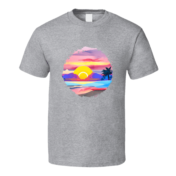 Pretty Sunset Beach Watercolor Tee Novelty Ocean Sea Tshirt Summertime Lover T Shirt