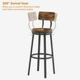 thumbnail image 4 of Swivel Bar Stools Set of 2, 29” Tall Industrial Barstools with Back & Round Wooden Seat, Metal Bar Chairs for Kitchen Counter, Pub, Bistro, Cafe, Rustic Brown and Black, 4 of 6