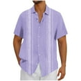 thumbnail image 2 of Zylanna Men's Hawaiian Shirts, Short Sleeve Casual Turndown Collar Quickly Dry Summer Beach Button Down Shirts Purple Size M, 2 of 5