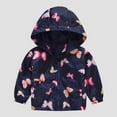 thumbnail image 4 of ATOGUTA Jackets for Teen Girls Cute Print Zip Jacket Hooded Trench Lightweight Kids Coats Windbreaker Casual Outerwear Dark Blue, Size 2T-7, 4 of 4