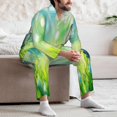 thumbnail image 7 of Salouo green grass and butterfly Print Button-Front Long Sleeve Pajama Set for Men, Soft 2Pjs Men's Long Sleeve Sleepwear-Large, 7 of 7