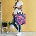 thumbnail image 4 of FORMRS Womens Canvas Tote Bag with Zipper Inner Pocket Shoulder Handbag, Vibrant Art Flowers, 4 of 7