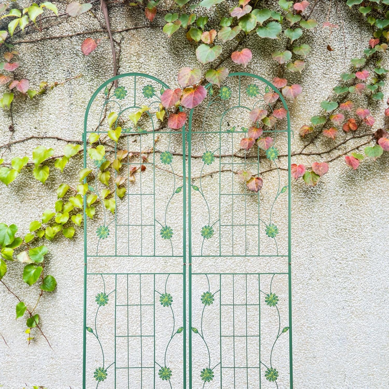 4 Pack Large Garden Trellis 86.7" H x 19.7" W Heavy Duty Rustproof Green Iron Plant Trellis for Potted Plant Support Metal Climbing Rose Trellis Vine Vegetable Cucumber