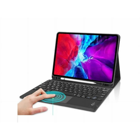 Bluetooth Keyboard Case with Trackpad for iPad Pro 12.9 inch 2017 2015 (Old Model, 2nd & 1st Generation) Removable Wireless Keyboard with Leather Cover / Pencil Holder