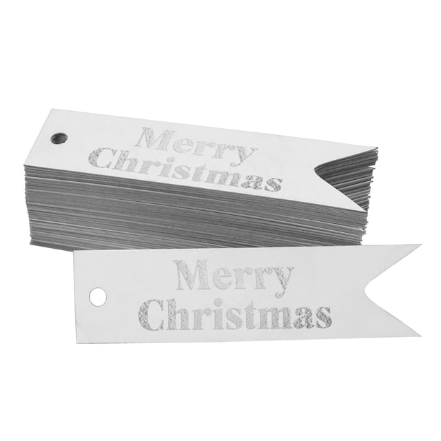 Inkdotpot Étiquettes en Papier Argentées Réelles Joyeux Noël 100 Pcs