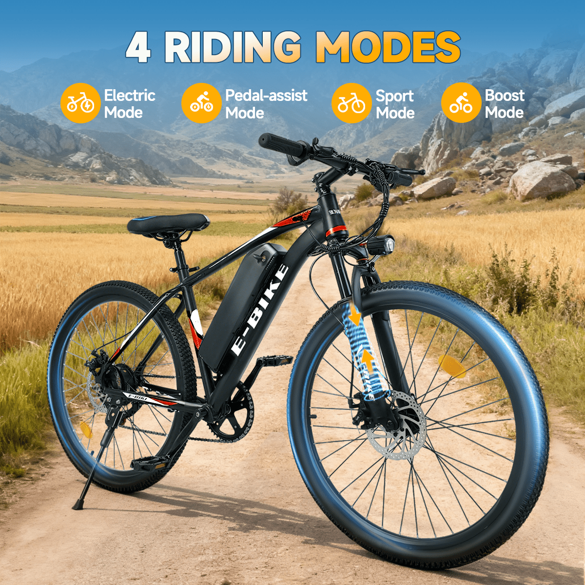 BroPath Electric Bike for Adults, Ebike, Electric Bicycle with 576WH Removable Battery,26" Mountain Ebike 25MPH,40+ Miles(MAX),750W High Motor,Multi-Shock Absorption,Commuting,UL2849