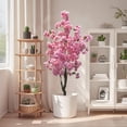 thumbnail image 3 of GAOMON Artificial Cherry Blossom Tree, 4.9ft/5.9ft Tall Decorative Faux Cherry Blossom Tree in Pot, Handmade Fake Blossom Trees for Home Office Indoor Outdoor Decor(Without base), 3 of 7