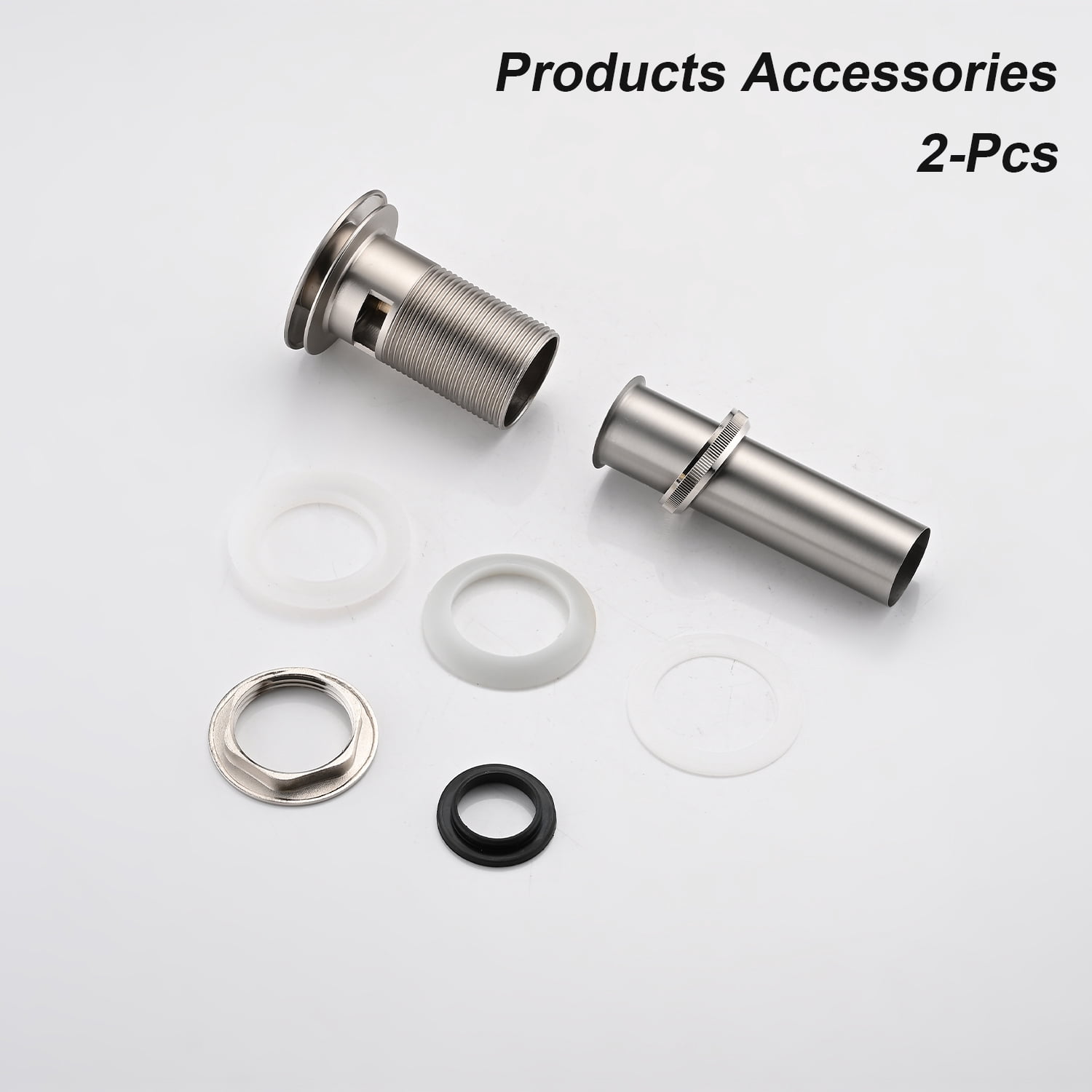 2 Pcs Bathroom Sink Drain with Overflow, Vessel Sink Lavatory Vanity Pop Up Drain Stopper, 304 Stainless Steel
