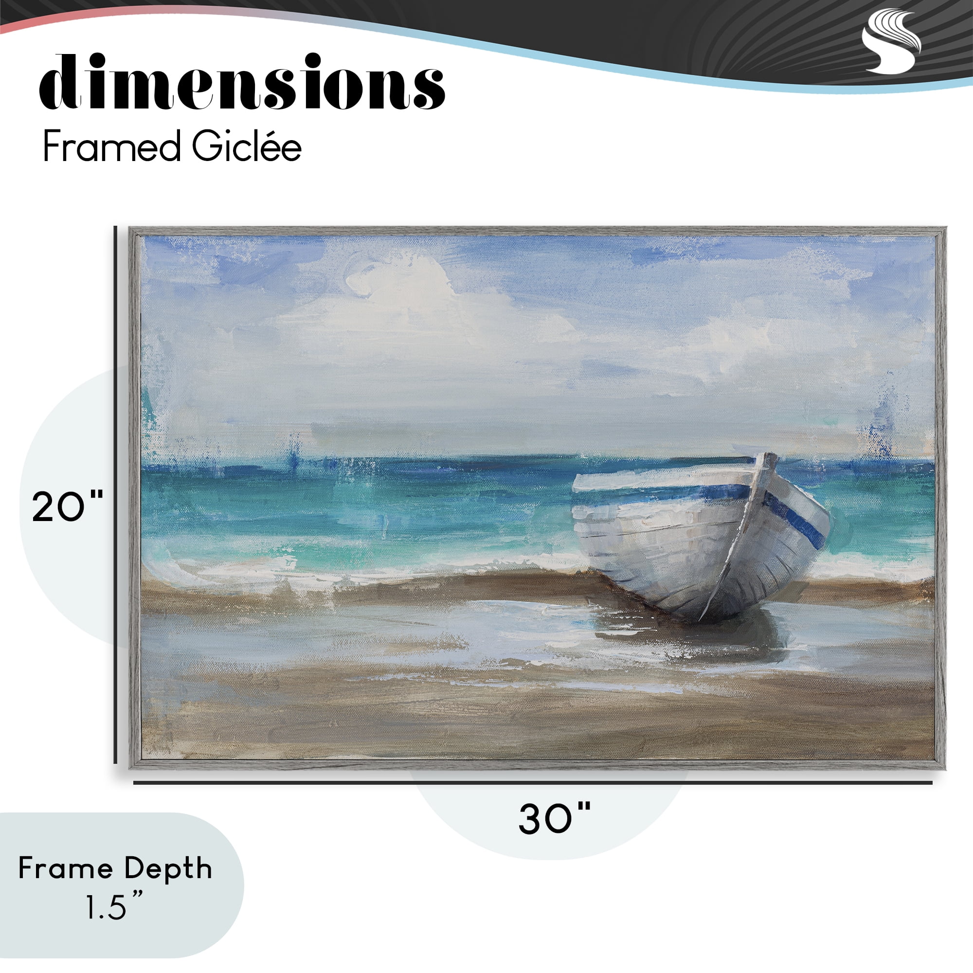 Stupell Industries Painterly Boat On The Shore Gray Framed Giclee Art, design by Cloverfield & Co.