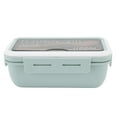 thumbnail image 1 of Delaman Boîte à Lunch, Compartiment Lunch Box 2 Compartiments 1100ml Loveliness Adulte Bento Box avec Cuillère Baguettes pour Bureau École(Vert), 1 of 14