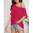 thumbnail image 4 of Zeagoo Womens Off Shoulder T-Shirts Lightweight Short Sleeves Chic Tops Casual Summer Wear, 4 of 6