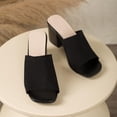 thumbnail image 4 of HomeDM Womens Chunky Block Heels Sandals Square Open Toe Casual Comfort Slip-On Slides Dress Shoes, Black Size 5.5, 4 of 9