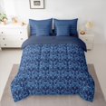thumbnail image 2 of Feelyou Skeleton Skull Bedding Comforter Set 7pcs, Blue Mandala Damask King Bedding Sets, 2 of 8