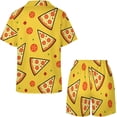 thumbnail image 4 of PRIYAL Ensembles de Pyjama pour Femmes Pizza Nourriture Italienne Satin Soie Manches Courtes et Pantalons, 4 of 5