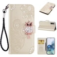 thumbnail image 3 of for Samsung Galaxy S23 Wallet Case for Women, Glitter Bling Diamond PU Leather Folio Cover with Card Slot Wrist Strap Built-in Kickstand Protective Case for Samsung Galaxy S23 Owl Gold, 3 of 18