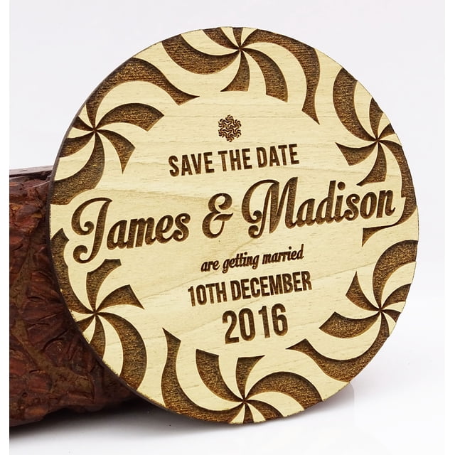 Rustic Wedding Save the Date Wooden Magnet 20 Custom Engraved Wooden Magnet Personalized Gift